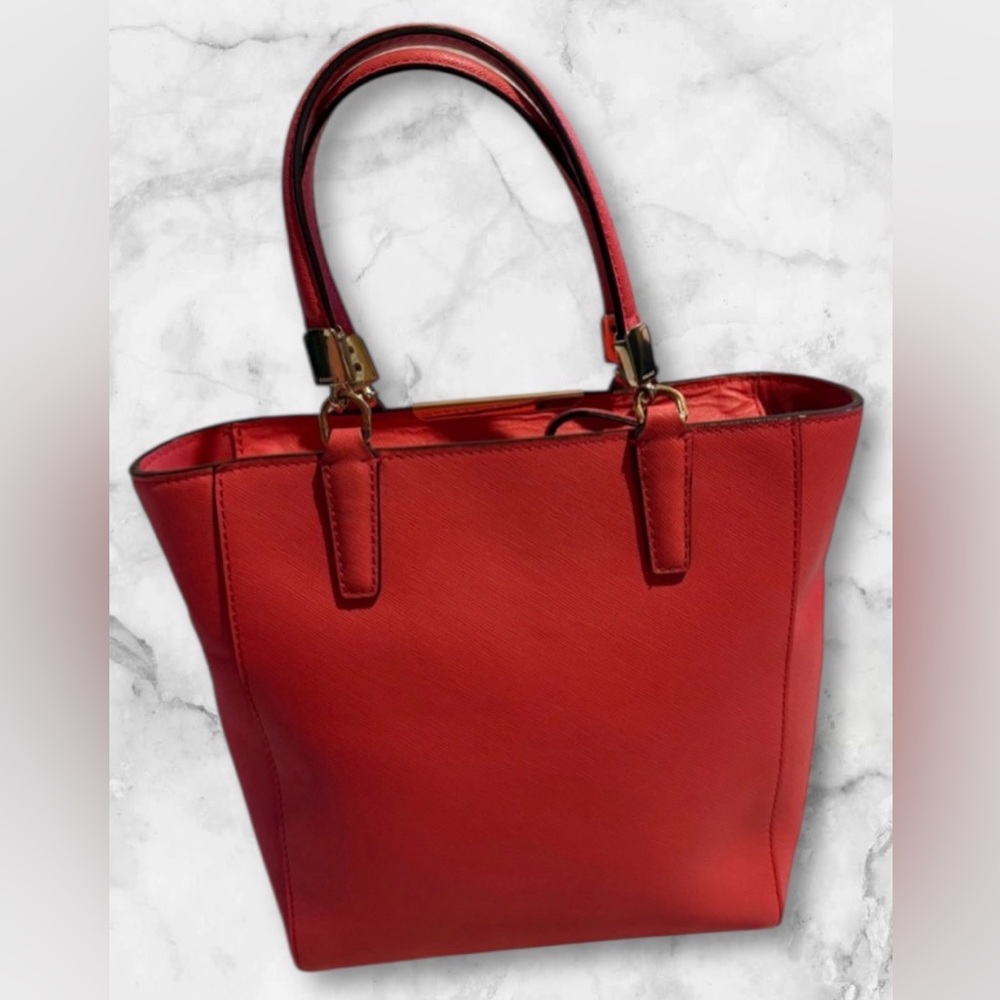 Coach Salmon Madison Saffiano Leather MINI North South Tote - Picture 3 of 7